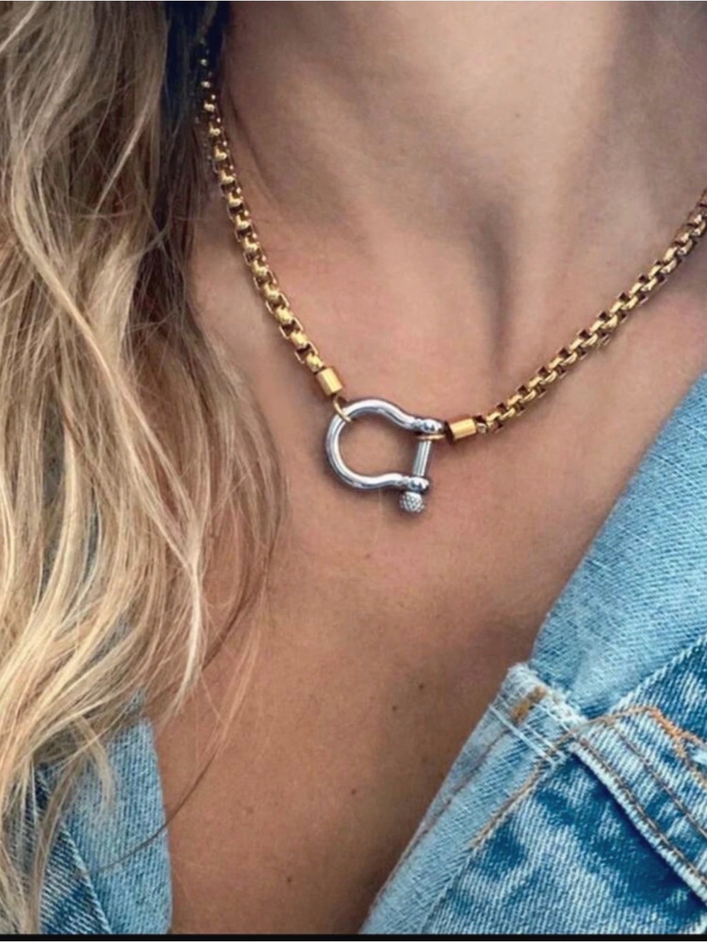 Gold and Silver stainless steel women’s Necklace horseshoe Clasp waterproof New
